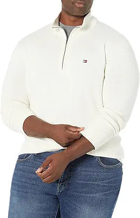 Tommy Hilfiger Men's Long Sleeve Cotton Quarter Zip Sweater