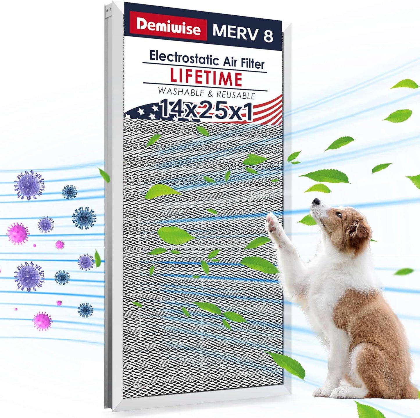 14x25x1 Electrostatic Air Filter for HVAC Systems - Reusable