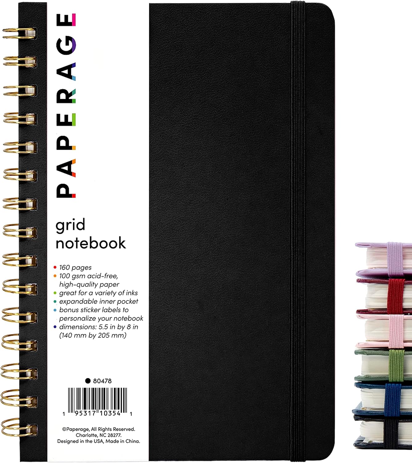 Black Graph Spiral Notebook - 100 GSM Thick Paper - 160 Pages