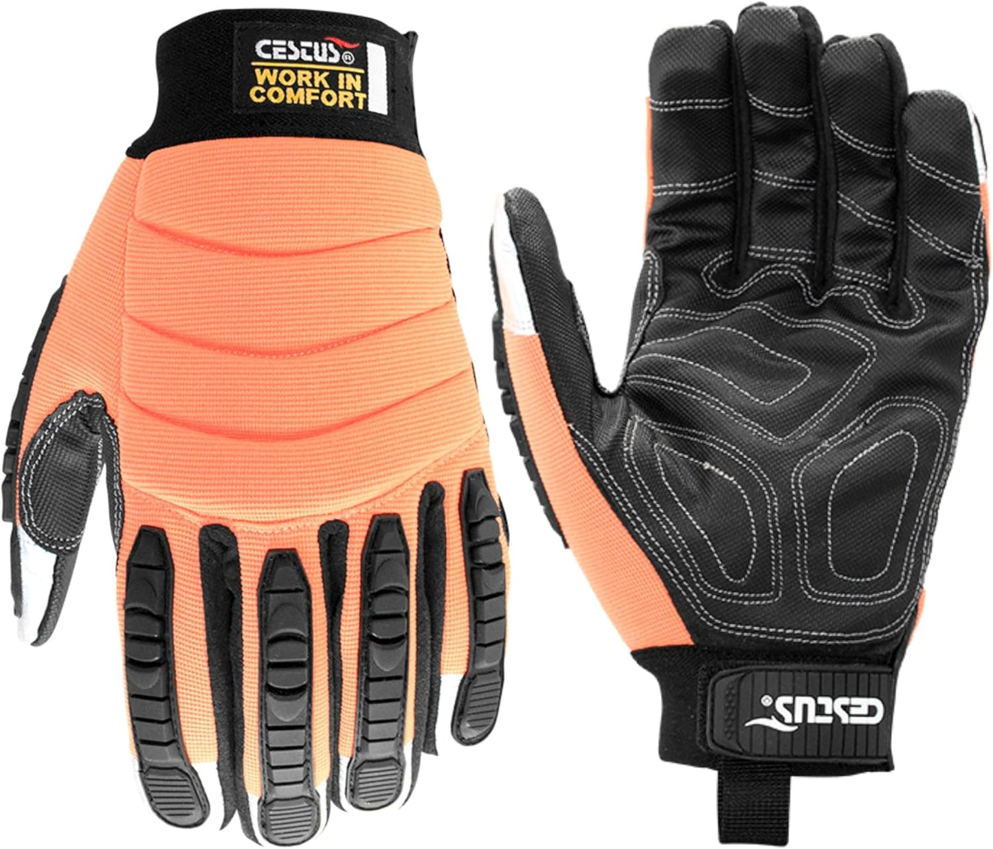 Reflective Fingertip Impact Gloves - Heavy Duty Grip!