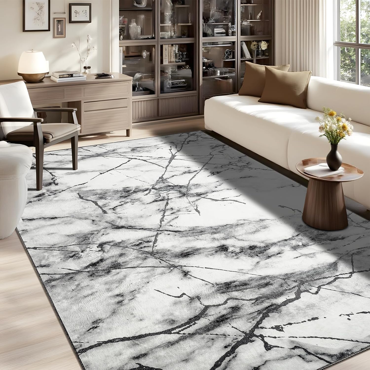 Abstract Area Rug 5x7 Washable Non-Slip Backing for Home