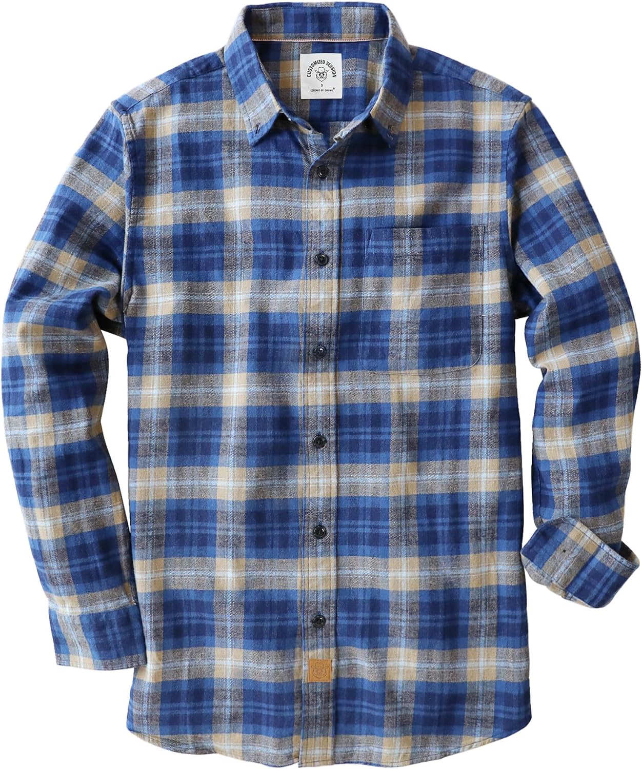 Dubinik Mens Flannel Shirt 100% Cotton Long Sleeve Plaid Style