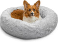 Calming Donut Pet Bed 30in - Lux Faux Fur Comfort for Anxious Pets