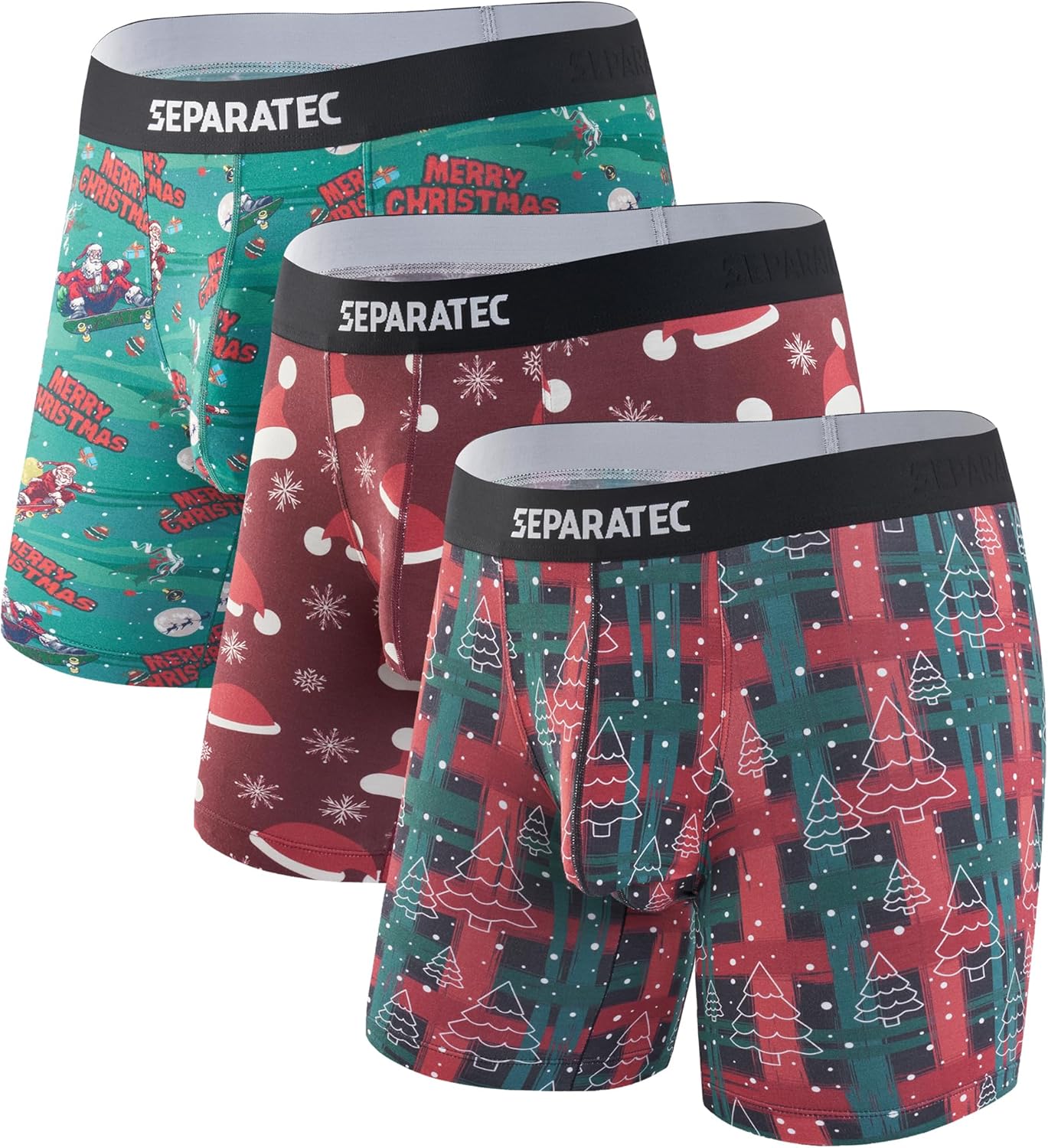 Separatec Christmas Underwear for Men with Dual Pouch Comfort