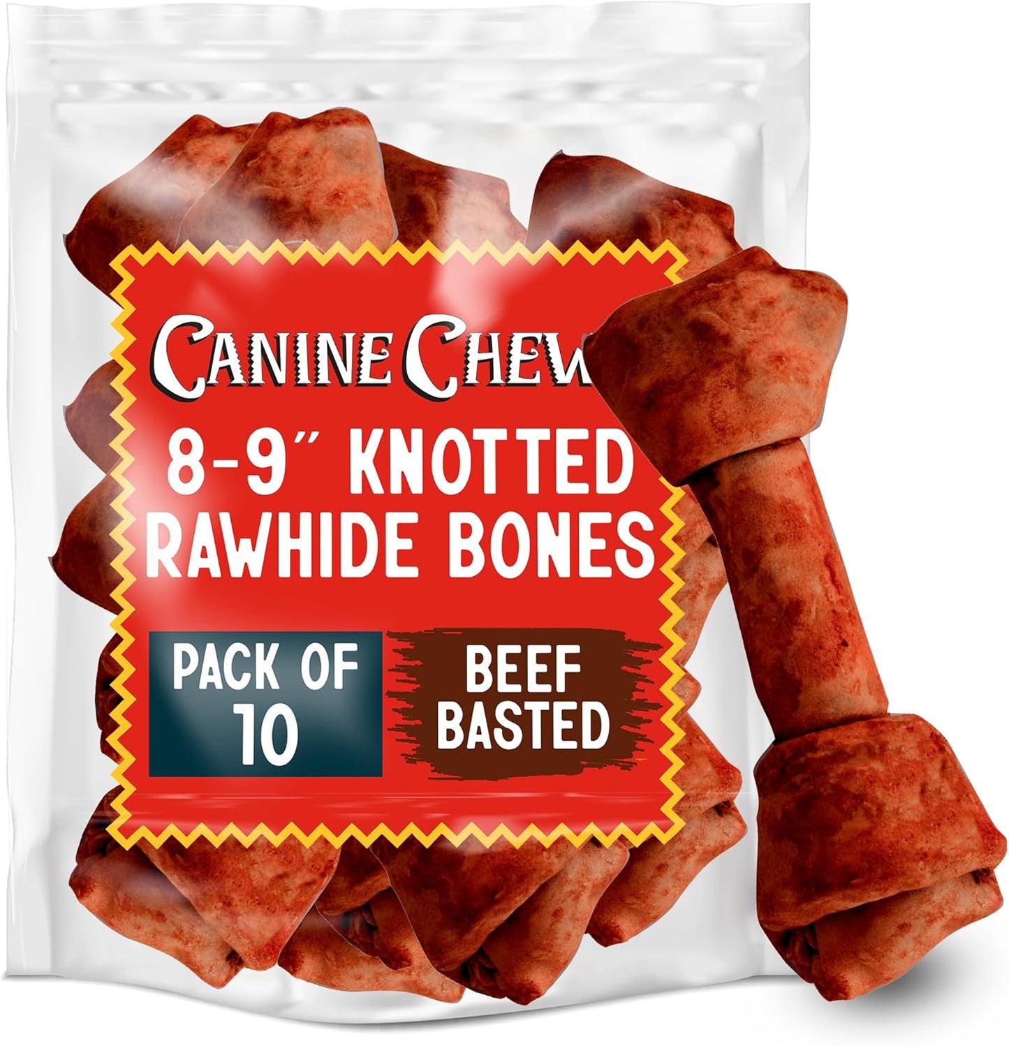 Durable Rawhide Bones for Large Dogs - Beef Basted Chews