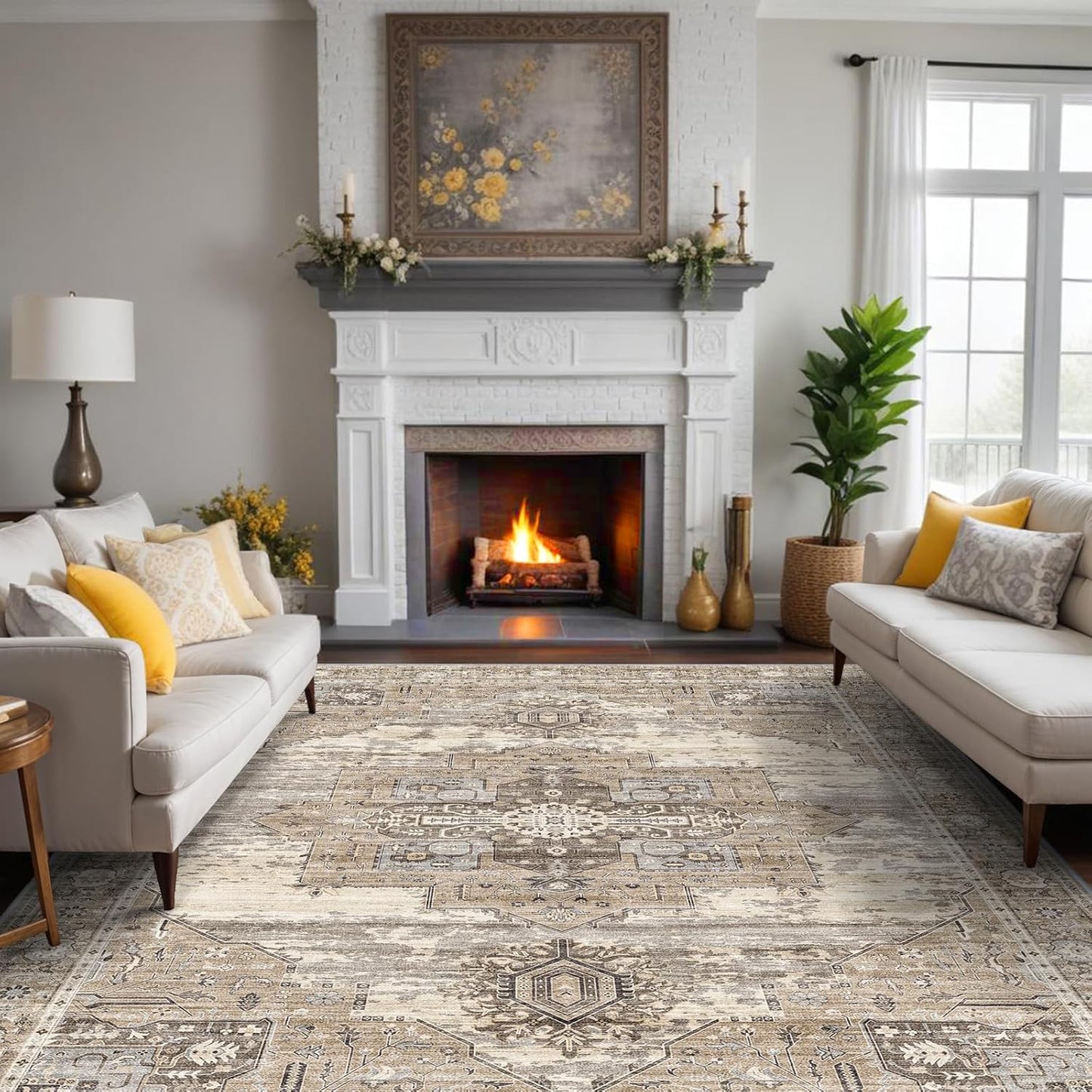 RUUGME 10x12 Area Rug - Vintage Soft Washable Carpet for Home