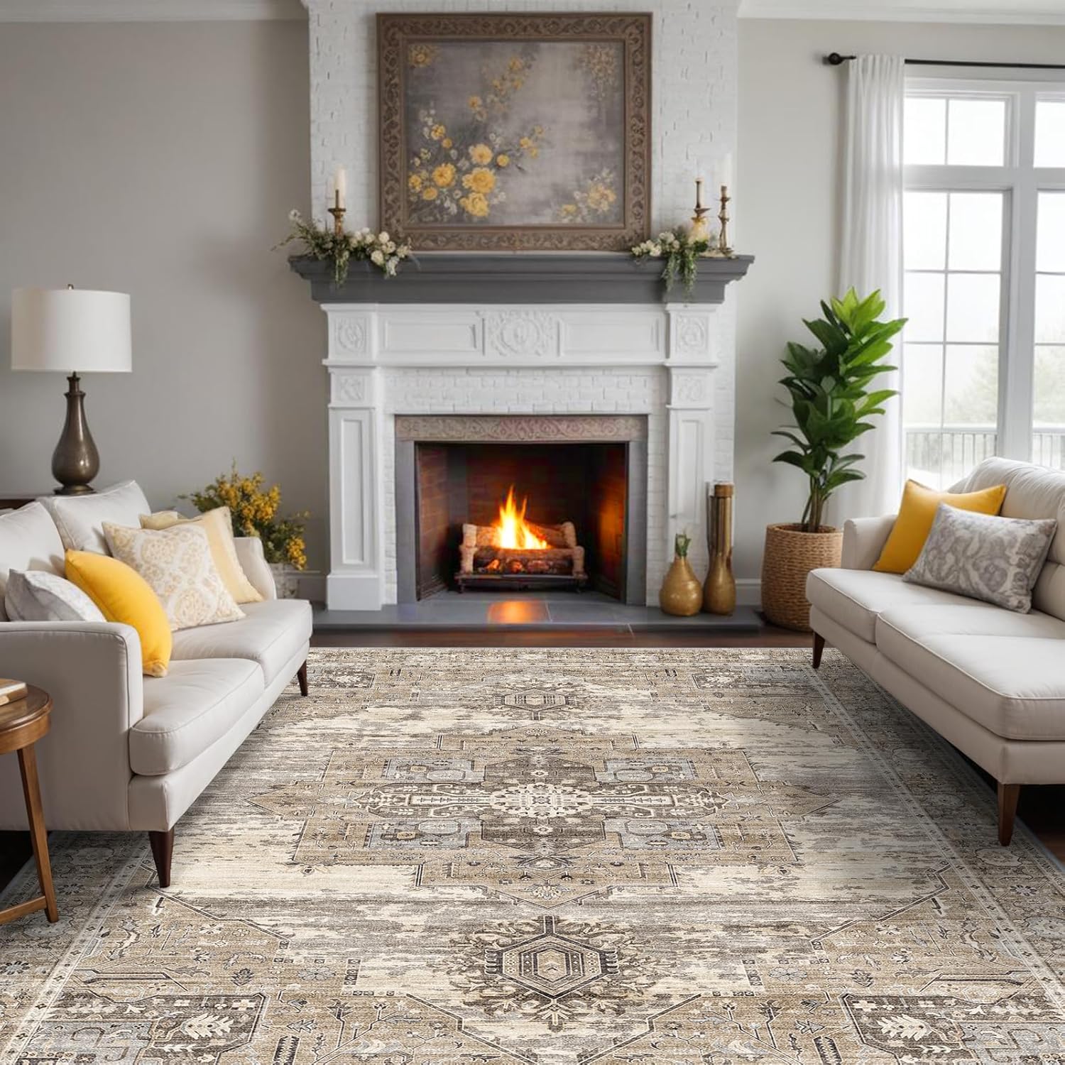 RUUGME 10x12 Area Rug - Vintage Soft Washable Carpet for Home