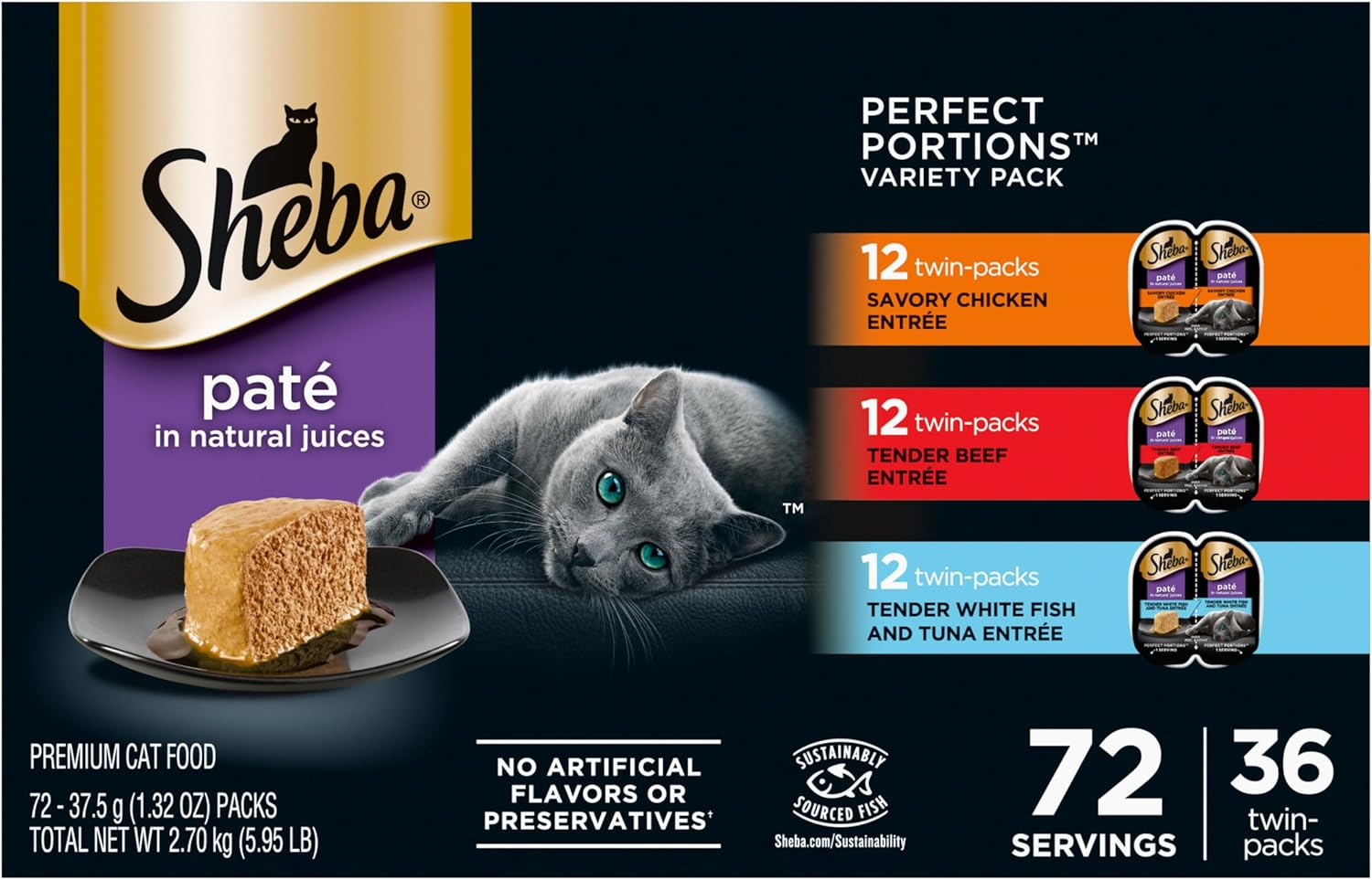 Sheba Perfect Portions Wet Cat Food Pate for Happy Cats