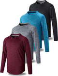 Youth Boys Long Sleeve Dry Fit Shirts 4 Pack - Thumb Hole Active Tees