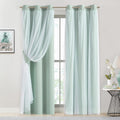 Bujasso Aqua 80% Blackout Curtains with Sheer Overlay - Mint Green