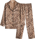 Ekouaer Women Satin Pajamas Set Classic Button Down Long Pjs Set off