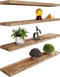 Wood Floating Shelves for Wall 36 in - Rustic Light Walnut Set of 4