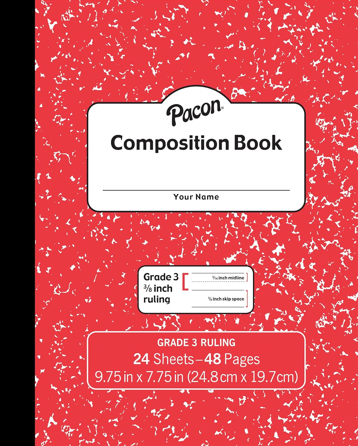 Pacon Soft Cover Grade 3 Composition Book - Red Marble Design