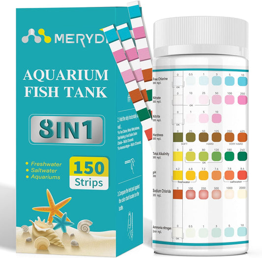 8-in-1 Aquarium Test Strips - Monitor Water Quality Easily