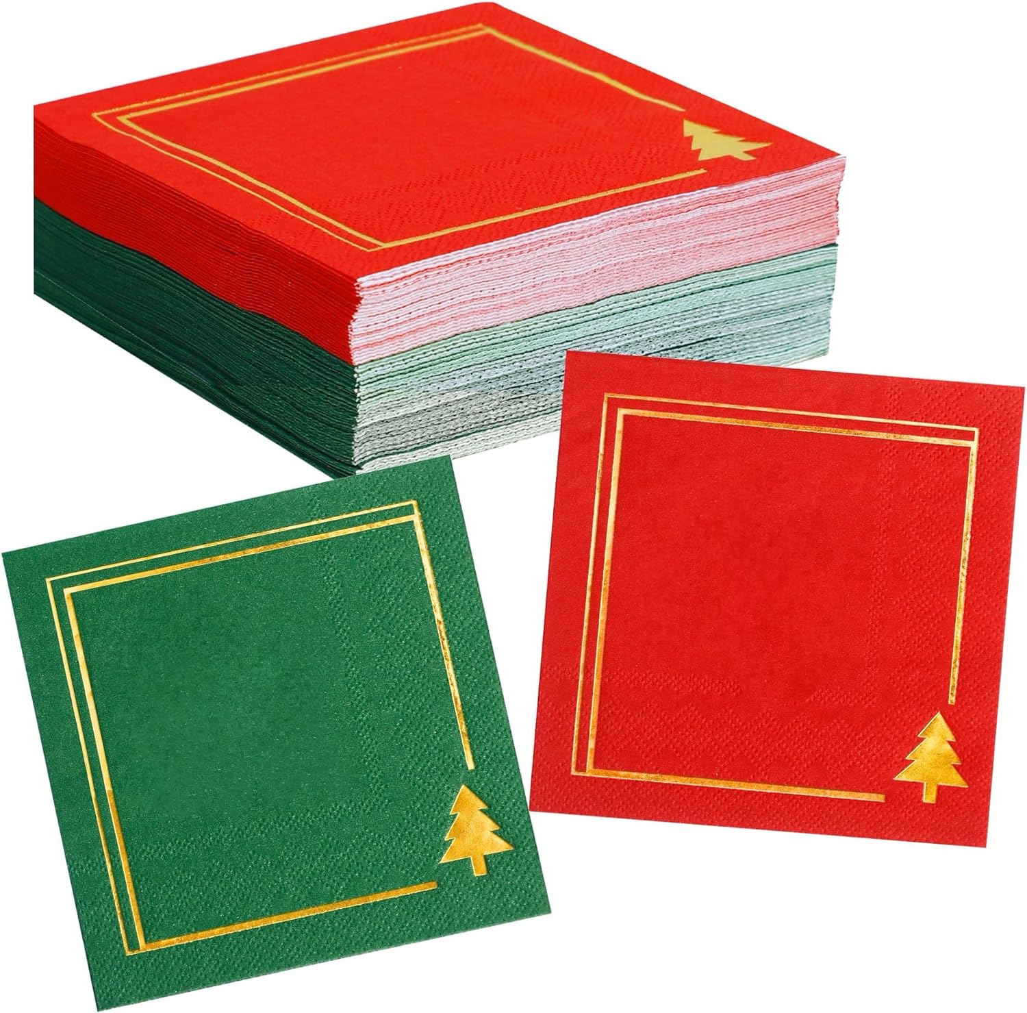 50 Gold Christmas Cocktail Napkins - Festive Disposable 3-ply Party Essential by Winoo
