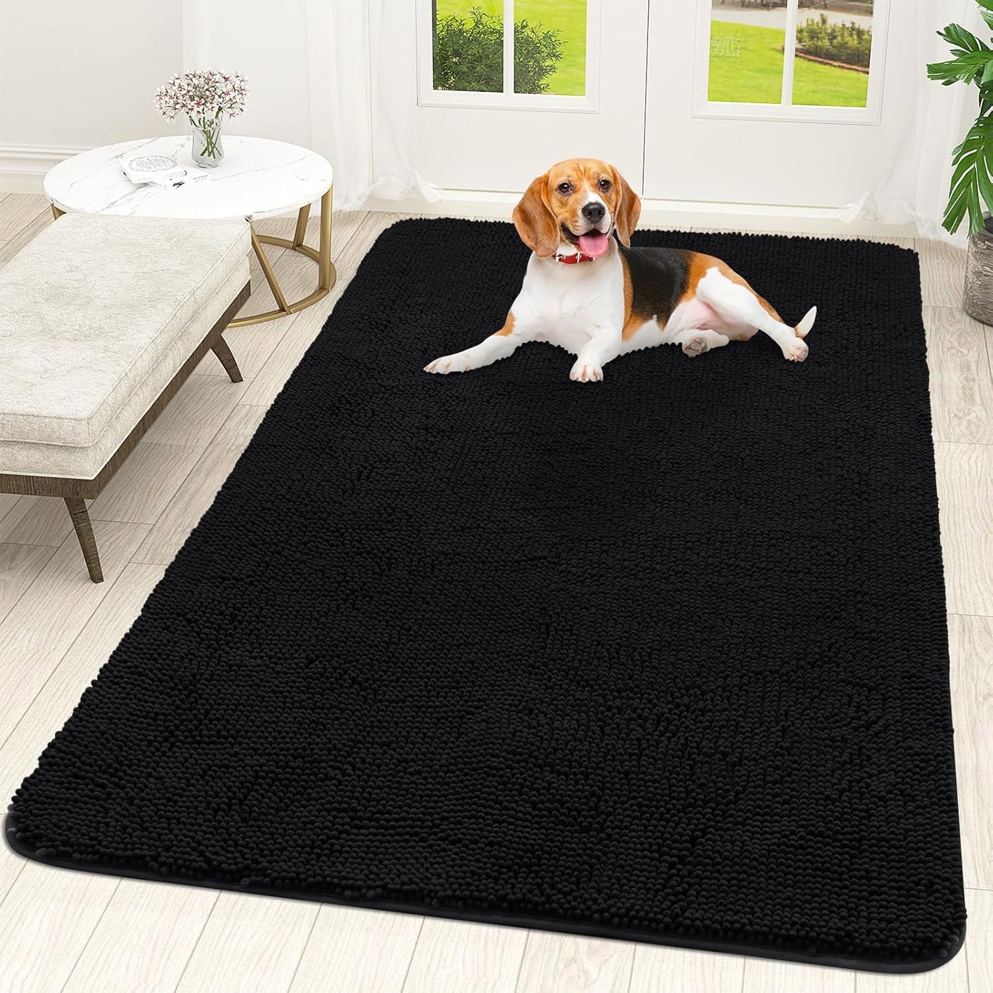 OLANLY Dog Door Mat for Muddy Paws - Absorbent Chenille Mat