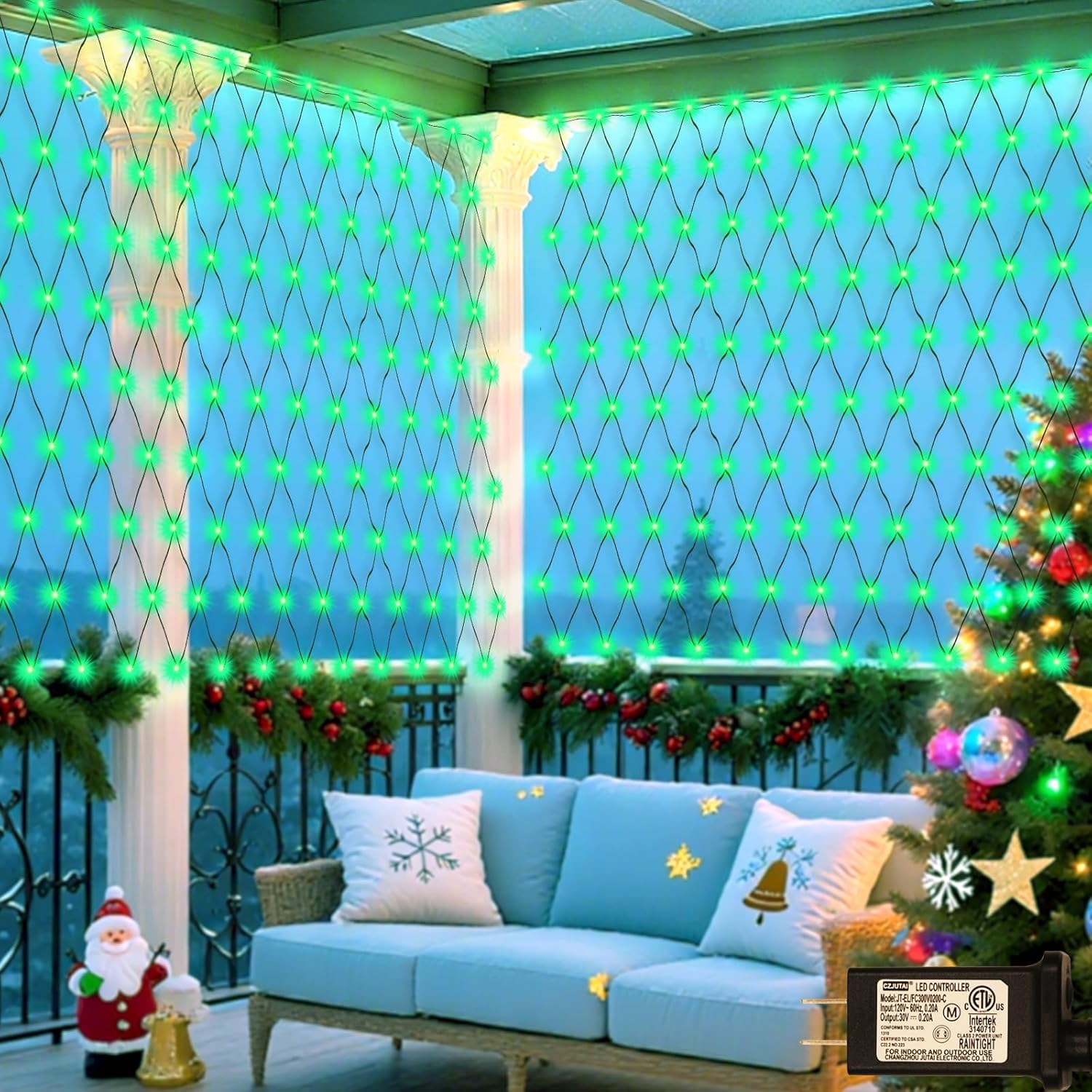 360LED Green Net Lights Outdoor for Holiday Decor and Parties