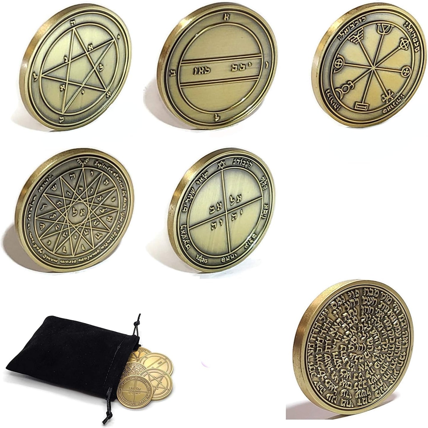 King Solomon Seal Coin Talisman with 72 Names of God Set