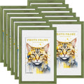 Picrit 11x17 Picture Frame Set of 12 - Green Wood Grain, Display 8x12