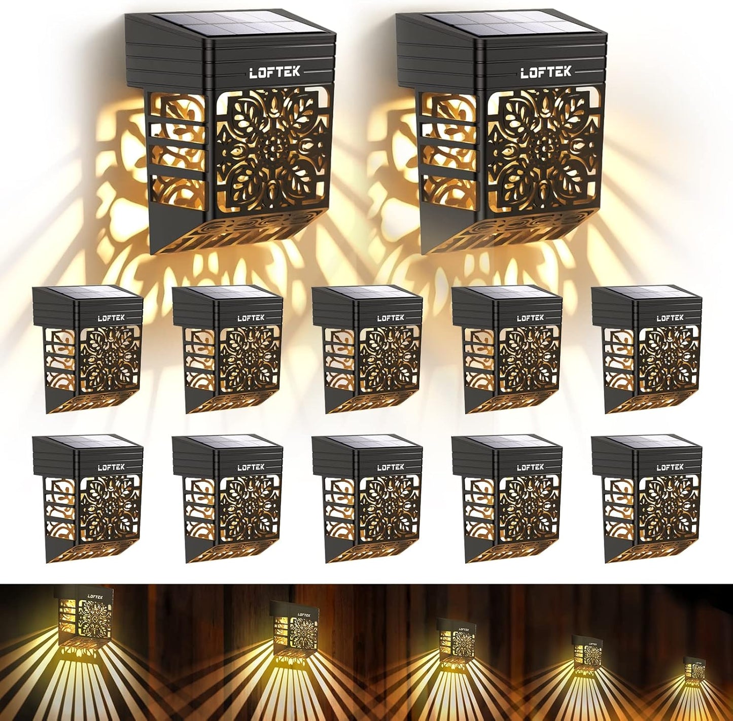 LOFTEK Solar Deck Lights - 12 Pack Outdoor Garden Lighting