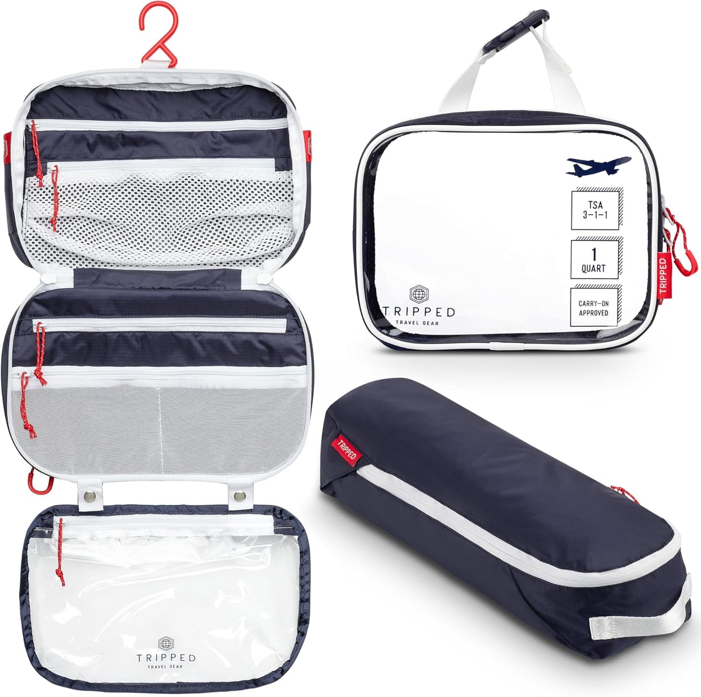 Toiletry Bag Kit Set: Travel Hanging Bag & Organizer Pouch