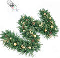 9FT Pre-Lit Artificial Christmas Garland with Dual Color LED Lights