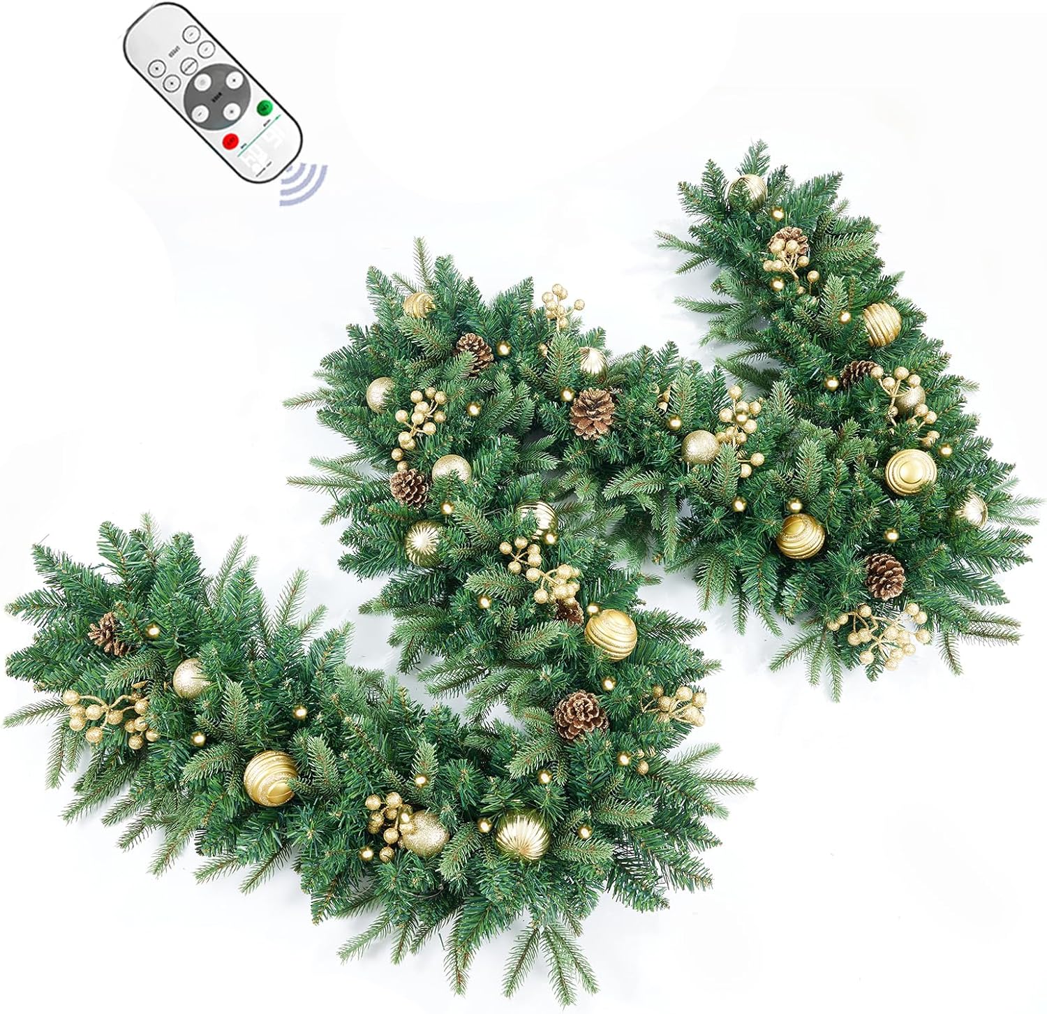 9FT Pre-Lit Artificial Christmas Garland with Dual Color LED Lights