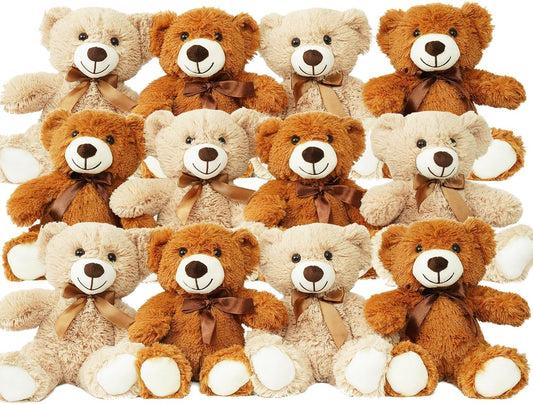 12 Pack Teddy Bears Bulk for Baby Showers and Gifts
