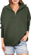 ANRABESS Women Quarter Zip Oversized Rib Knit Sweater - Cozy Fall
