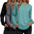 Ficerd Women's Long Sleeve Tunic Tops - Soft Cotton 3-Pack Tunics