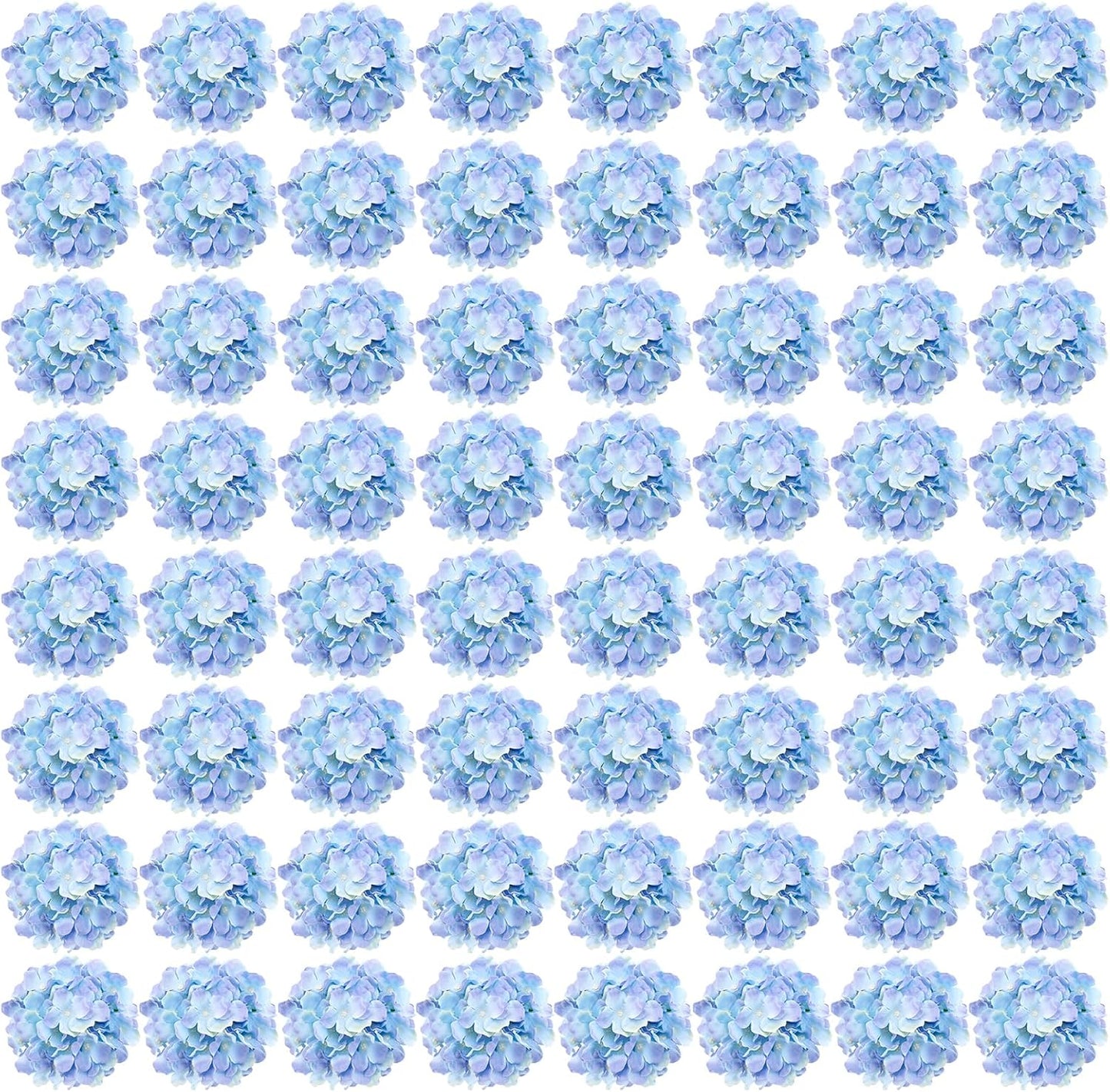 64 PCS Blue Purple Artificial Hydrangea Flowers for Decor