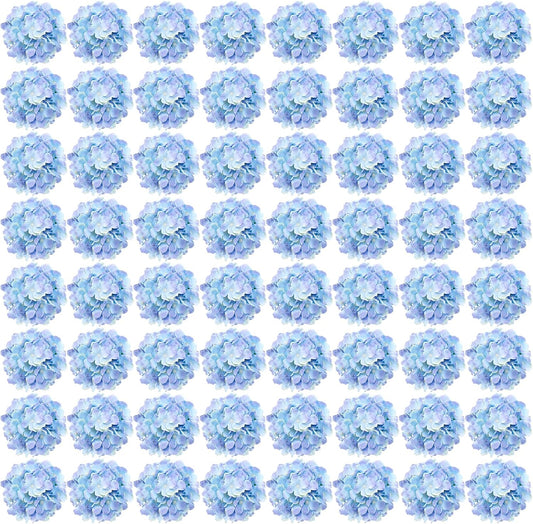 64 PCS Blue Purple Artificial Hydrangea Flowers for Decor