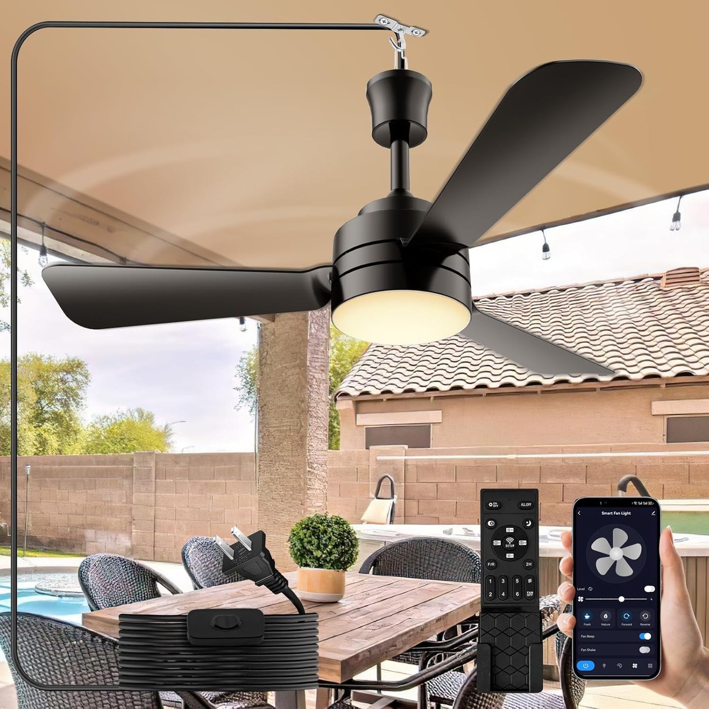 Ceiling Fans with Lights - 28in LED Hook Type Fan Light