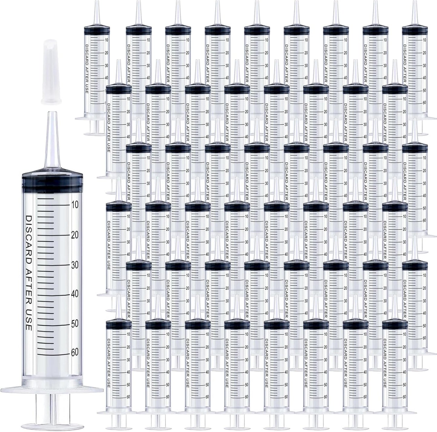 50 Pack 60mL Syringes with Catheter Tip for Liquid Dispensing