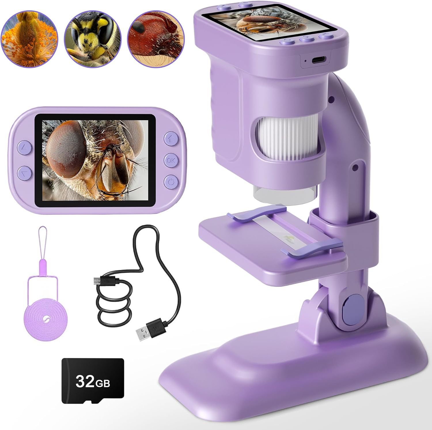Kids Microscope Kit 1080P HD 1000X Educational Science Toy