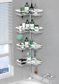 Corner Shower Caddy Tension Pole - Adjustable Chrome Shelf for Corners