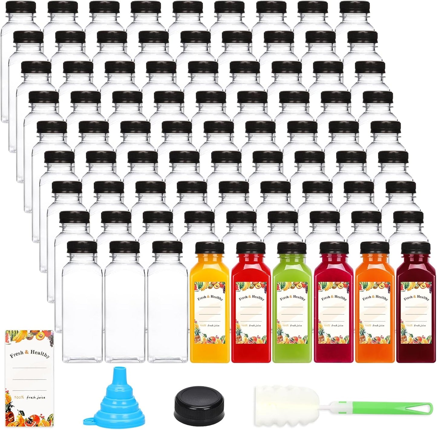 128pcs 12oz Juice Bottles for Smoothies and Beverages
