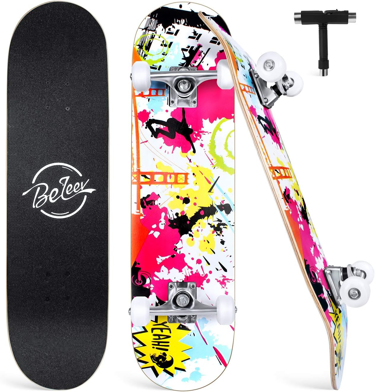 BELEEV Skateboards for Beginners - 31 x 8 inch Complete Board