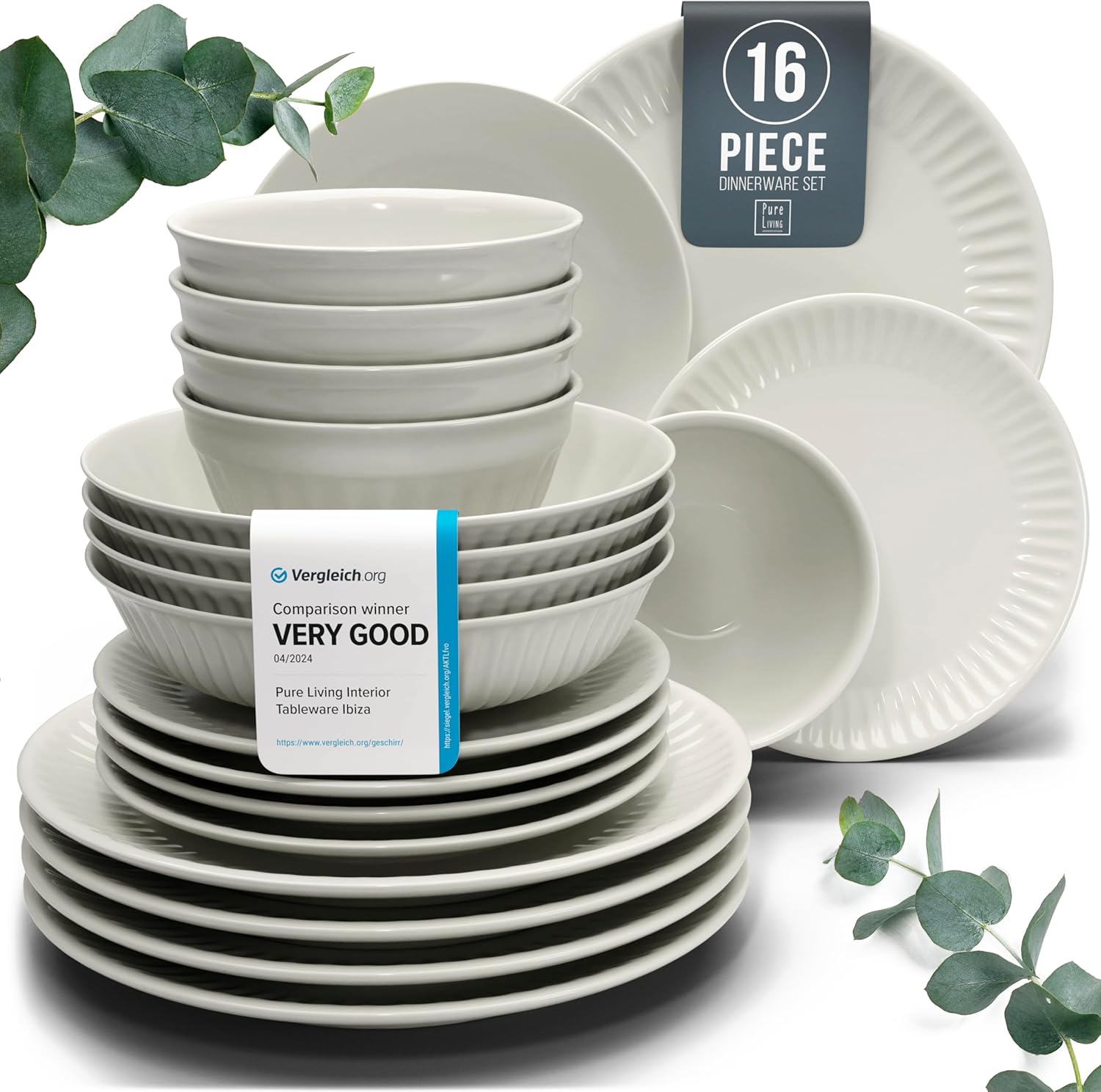 Stoneware Dinnerware Set for 4 People - Elegant Scandi Design