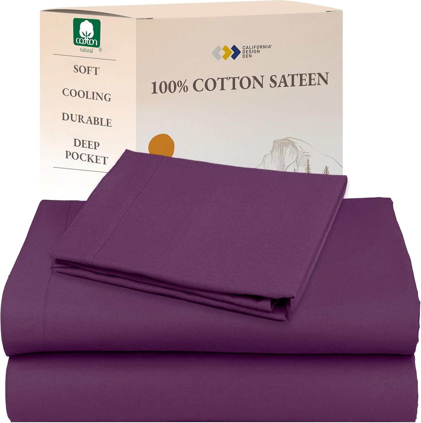 California Design Den Twin XL Deep Pocket Sheets Set in Purple