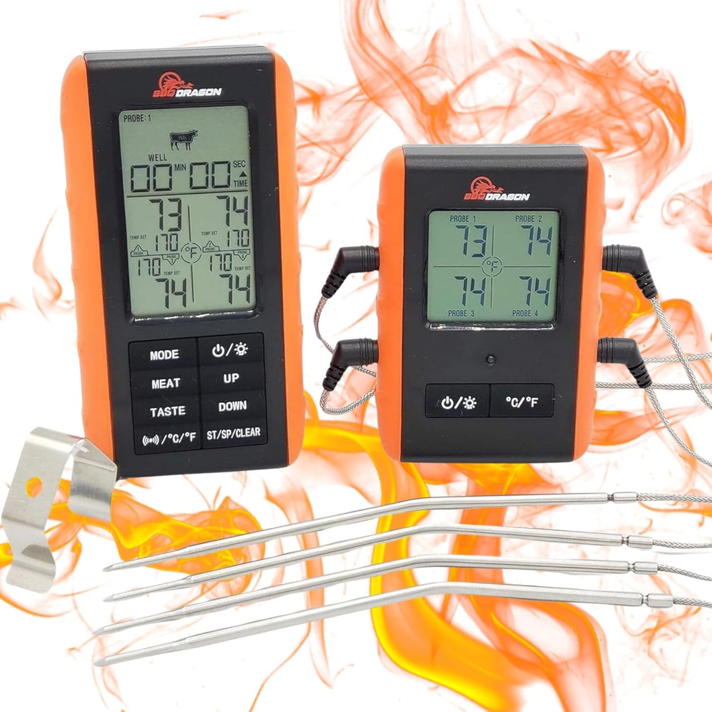 BBQ Dragon Instant Read Thermometer - 4 Probes for Perfect Meat