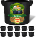 Gardzen 10-Pack 20 Gallon Grow Bags with Handles - Durable Fabric Pots
