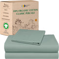 Twin XL Organic Cotton Percale Sheet Set - Sage Green - Cool