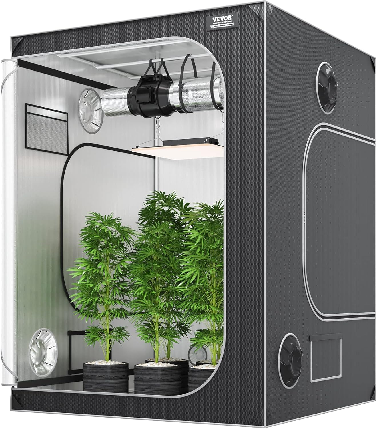 VEVOR 5x5 Grow Tent: High Reflective 2000D Mylar, Ideal for Indoor Plant Growth