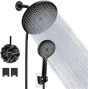 Lanhado 8.5ft' Matte Black Rain Shower Head with Handheld Spray
