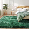 Fluffy Rug Washable 5x7 ft Emerald Green Nursery Rug - Plush Comfort