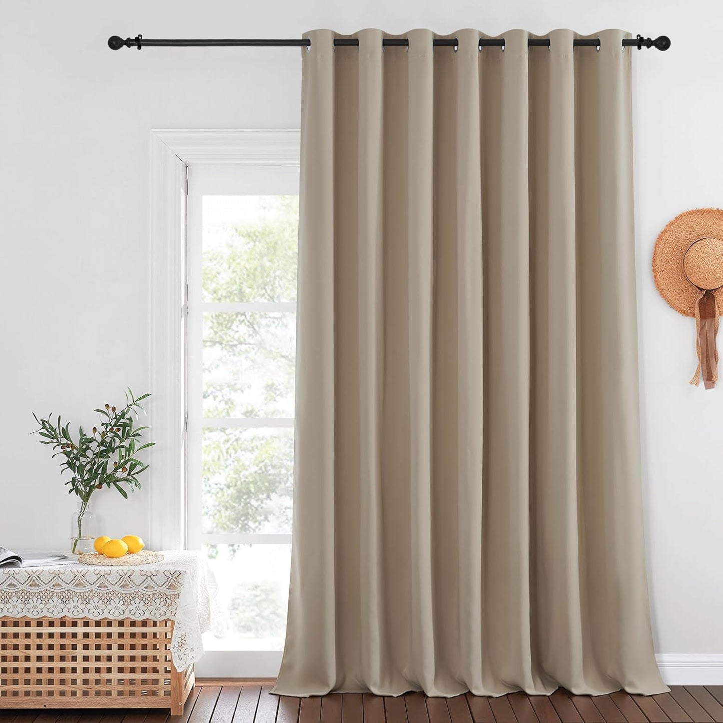 NICETOWN Blackout Curtains for Sliding Glass Door - Taupe Panel