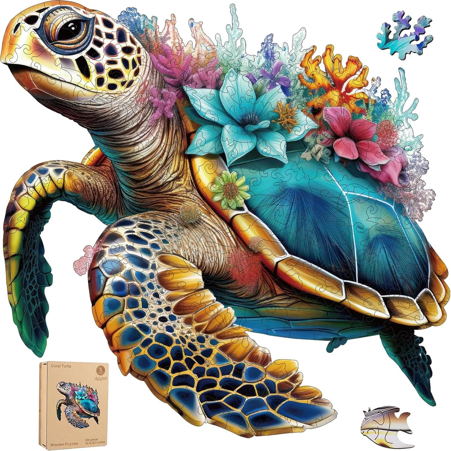 Unique Coral Sea Turtle Wooden Puzzles for Adults and Kids