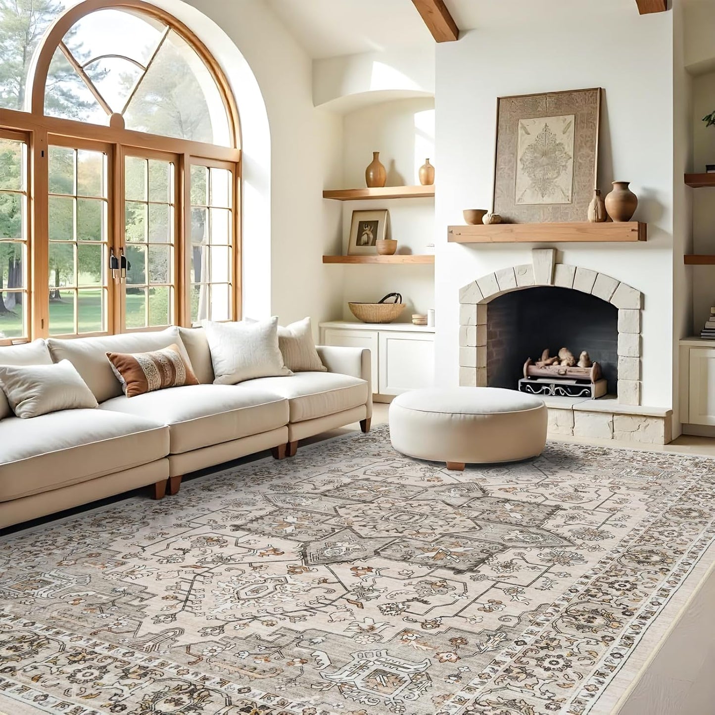 RUUGME 9x12 Living Room Rugs - Washable Boho Area Rug