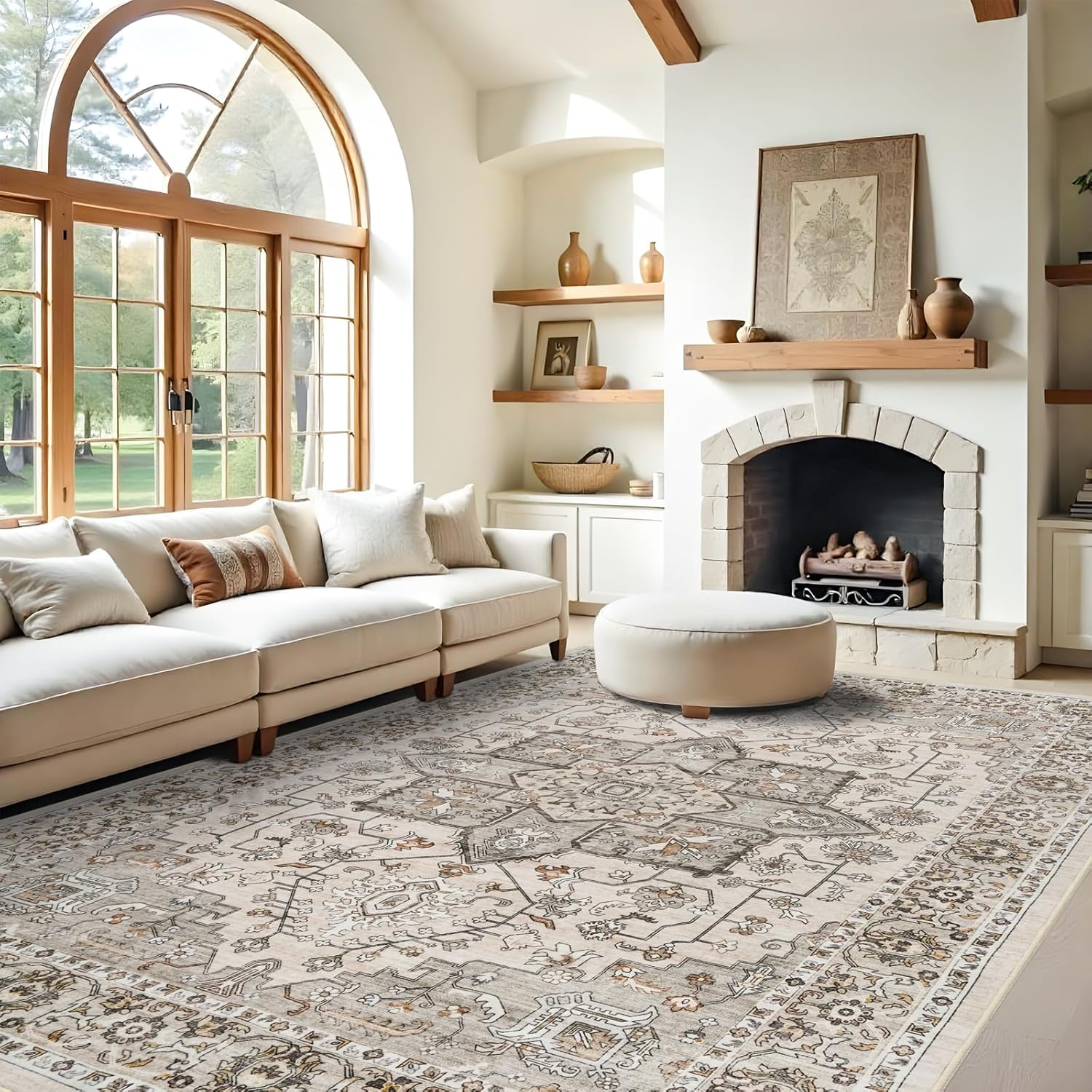 RUUGME 9x12 Living Room Rugs - Washable Boho Area Rug